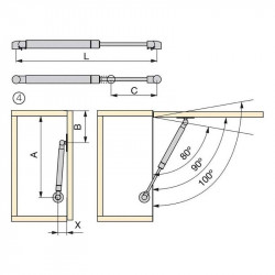 HEBEKOMPASS 100 N 276 MM MIT BEFESTIGUNGSELEMENTEN