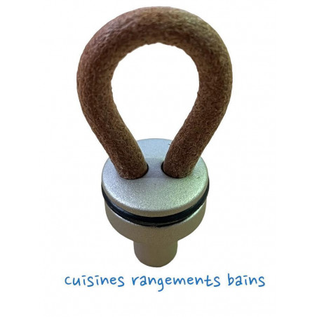 FAUVE LEATHER FURNITURE KNOB