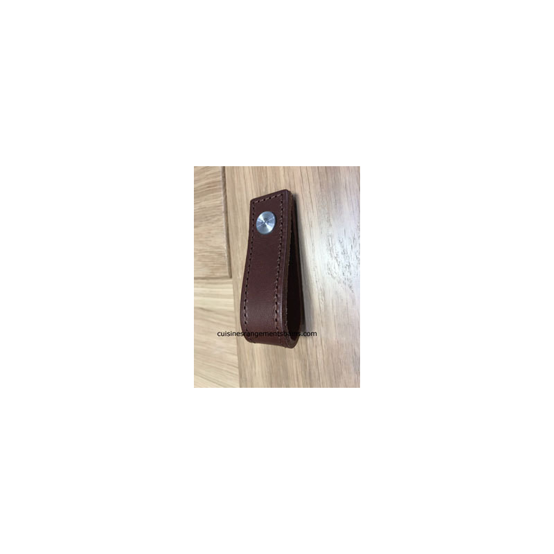 BROWN LEATHER HANDLE WITH STITCHING