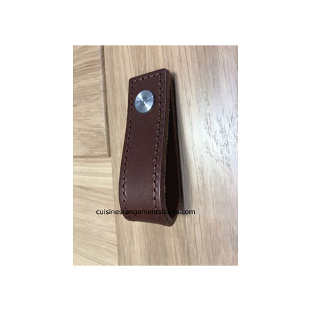 BROWN LEATHER HANDLE WITH STITCHING
