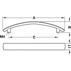 ZAMAK-GRIFF IN EDELSTAHLOPTIK EA 128 MM