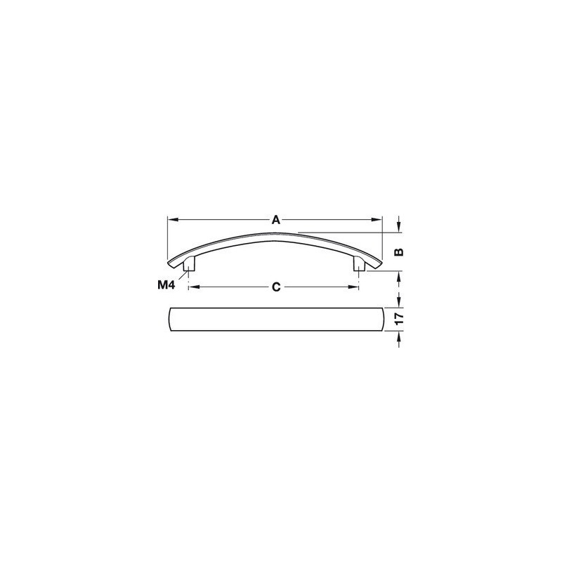 ZAMAK HANDLE INOX ASPECT EA 128 MM