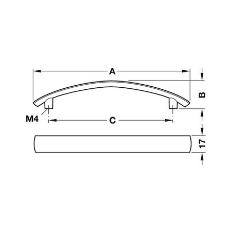 ZAMAK HANDLE INOX ASPECT EA 128 MM