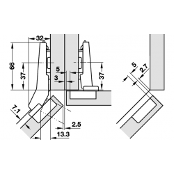 BISAGRA BLUM ÁNGULO CLIP RES. SUPERIOR+45°