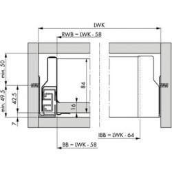 NOVA-PRO SCHUBLADENPROFIL GRASS 450 MM weiß HT 90 MM