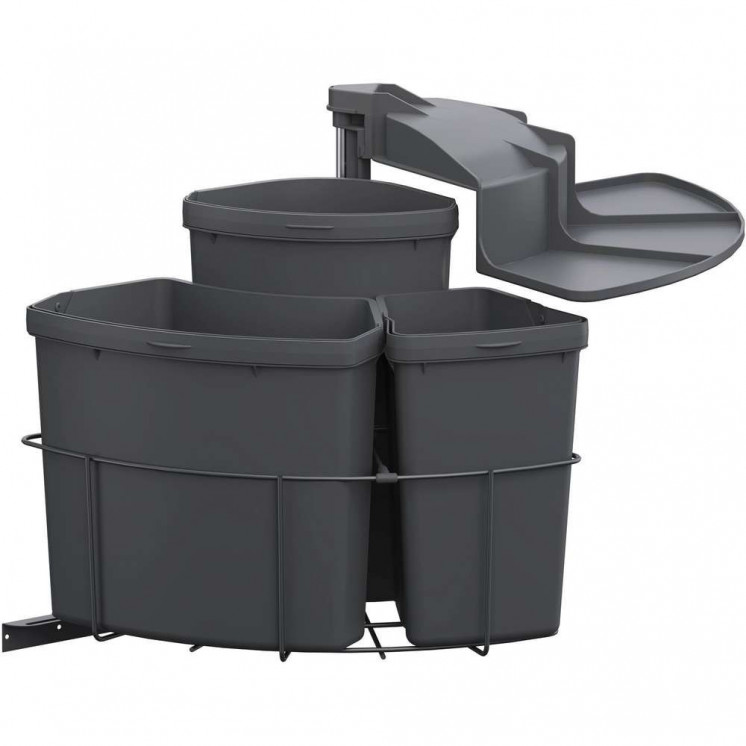 Poubelle Cuisine Automatique 56 L – Capteur Mouvement, Fermeture Douce – 3 Compartiments – Acier Inox Noir